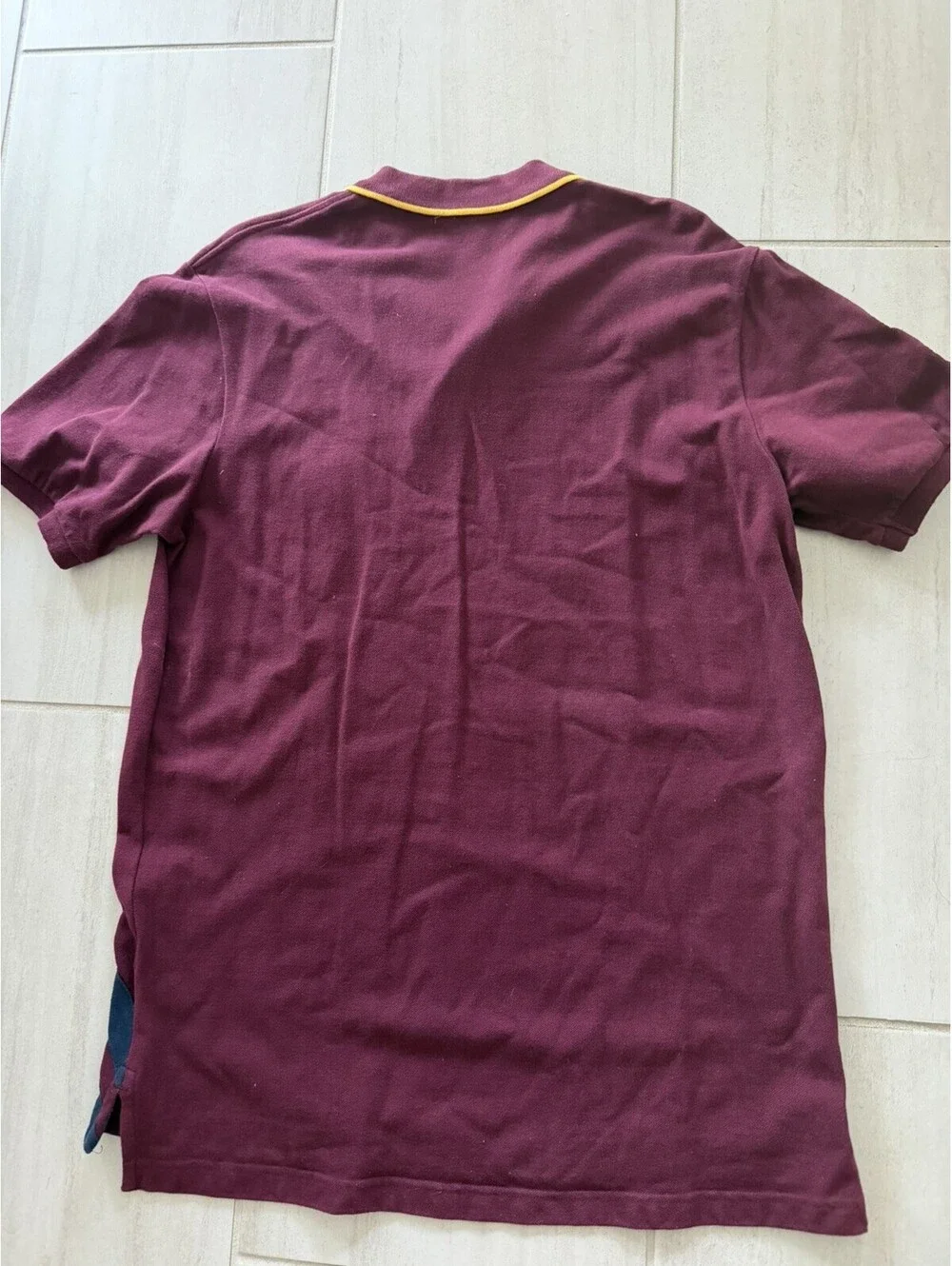 Vintage Polo Ralph Lauren Big Pony Polo Shirt Burgundy Blue Stripe Men's L